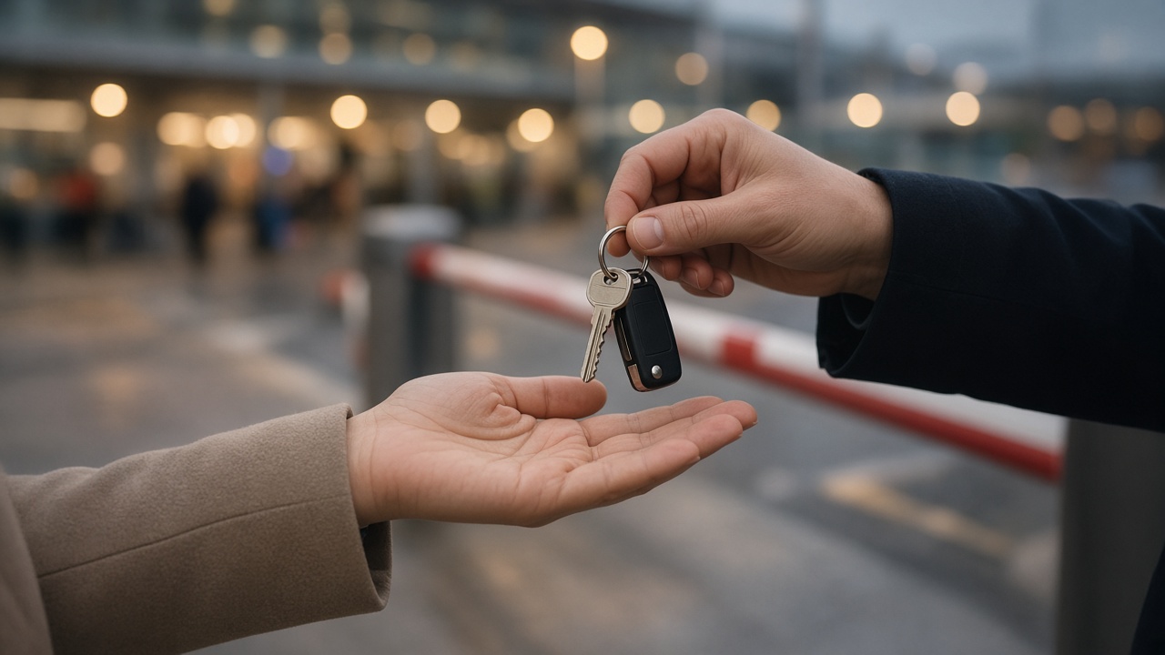 Key handover at airport barrier for Premium Meet and Greet